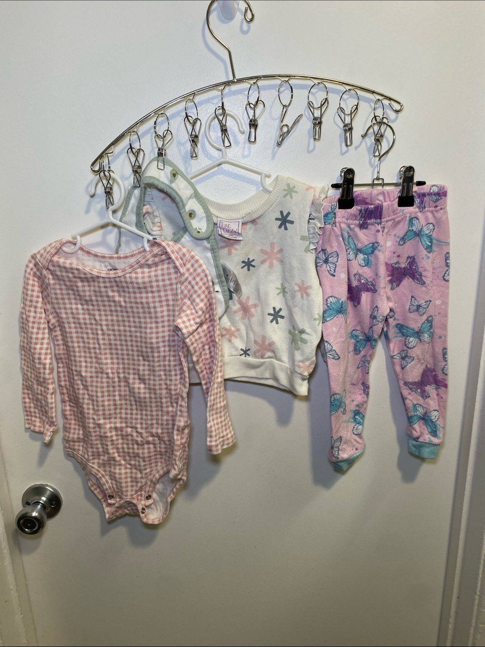 Carter's Pink Gingham Long-Sleeve Bodysuit, Just Lizzy Long Sleeve Top and Pjs